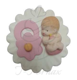 Cukrová figúrka bábätko  a ružový dudlík