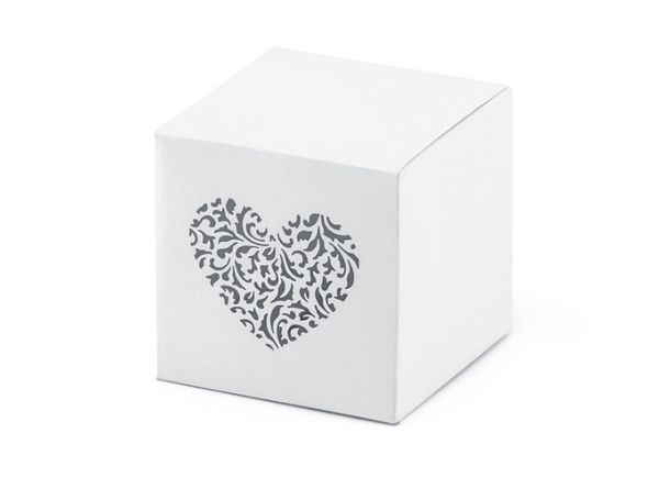 Darčeková krabička biela so srdcom 10ks