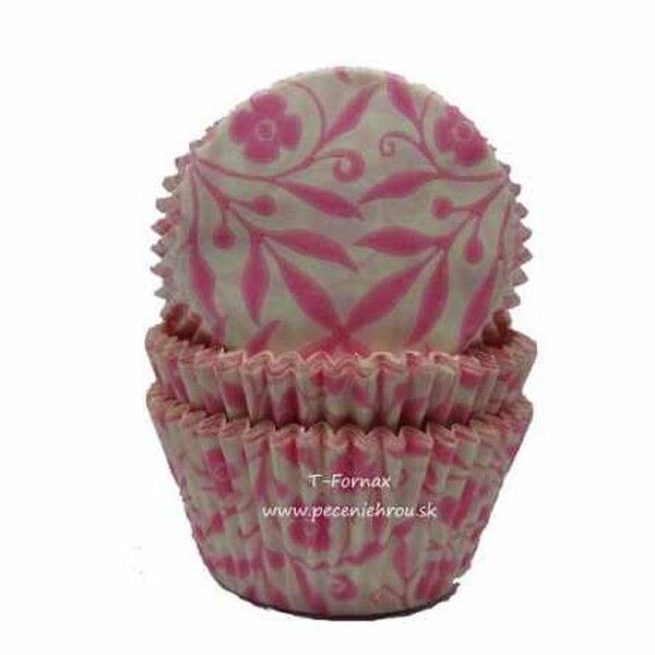 Košíčky na cupcakes Romance 50x35mm biely s ružovou potlačou 250ks