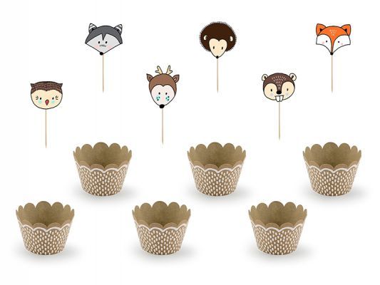 Muffin košíky so zápichmi Lesné zvieratká 6ks