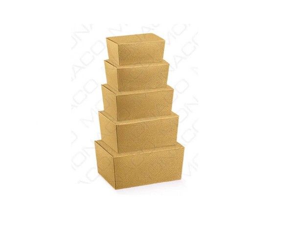 Krabička na pralinky Ballotin 125x80, v.55mm koža zlatá 1ks