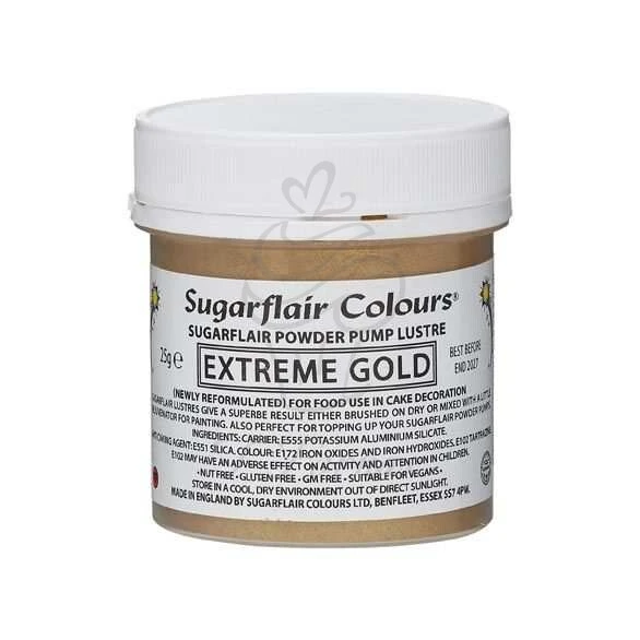Sugarflair prachová farba s leskom Extreme Gold 25g