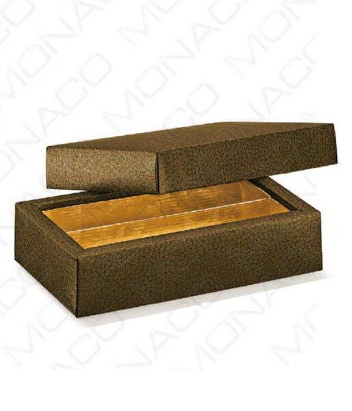 Luxusná krabička na pralinky hnedá koža 145x75x35mm, 1ks