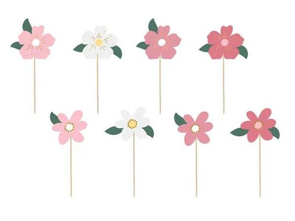 Zápich na muffiny a cupcakes Kvety ružové 8ks
