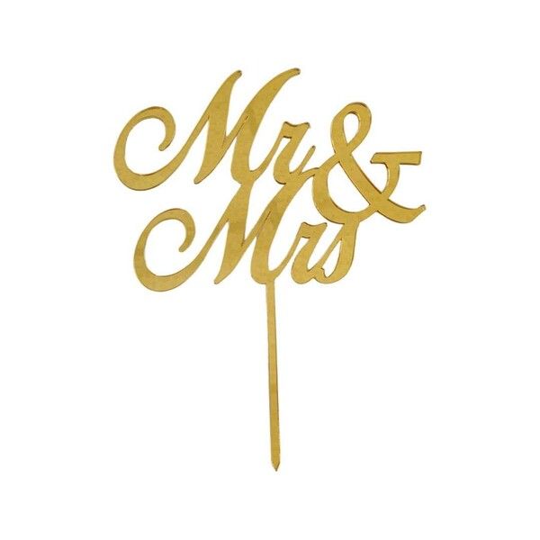Zápich Mr&Mrs zlatý zrkadlový
