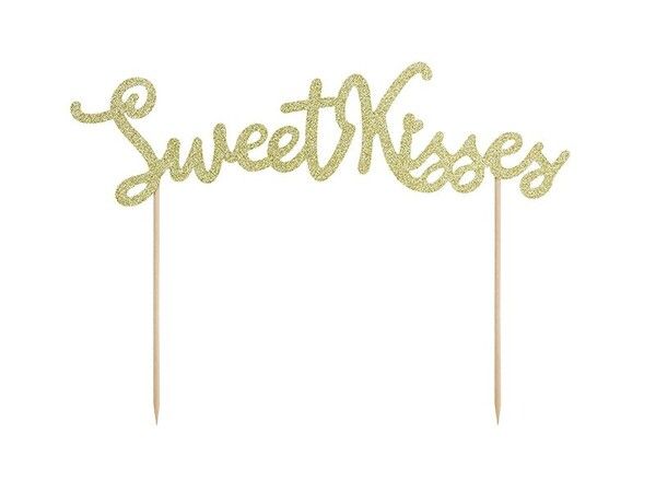 Papierový zápich zlatý Sweet Kisses